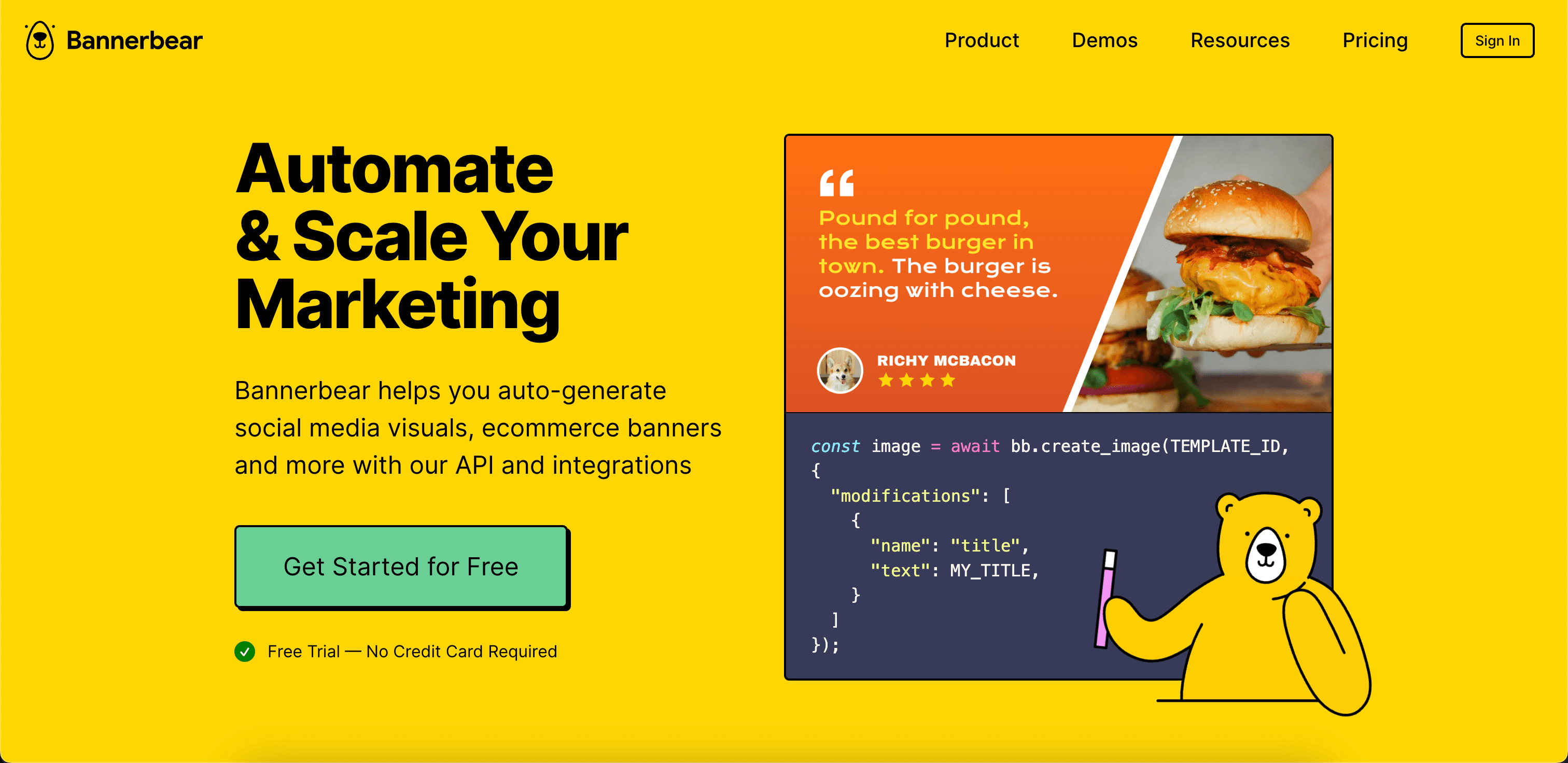 Bannerbear website screenshot