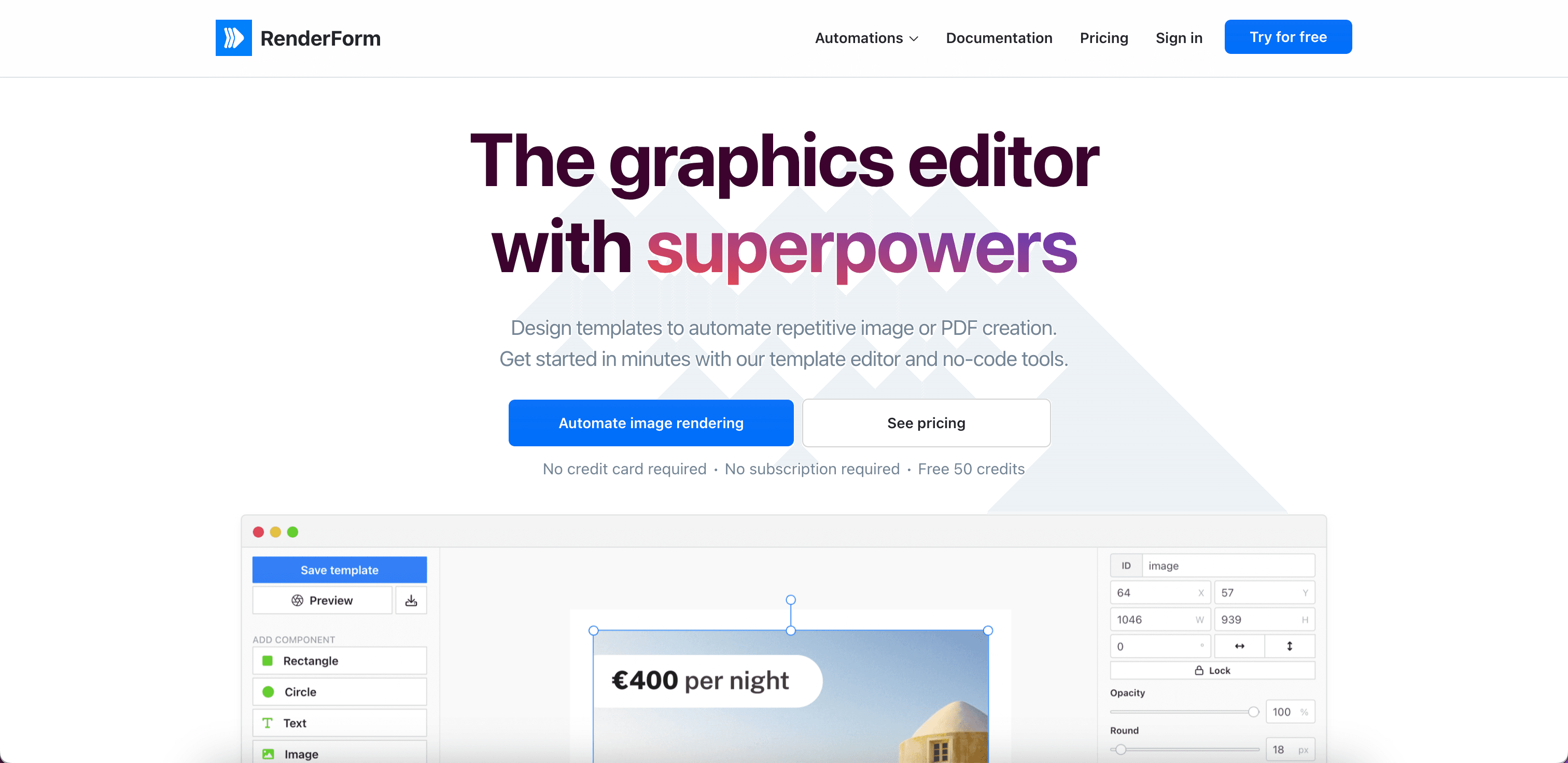 RenderForm website screenshot