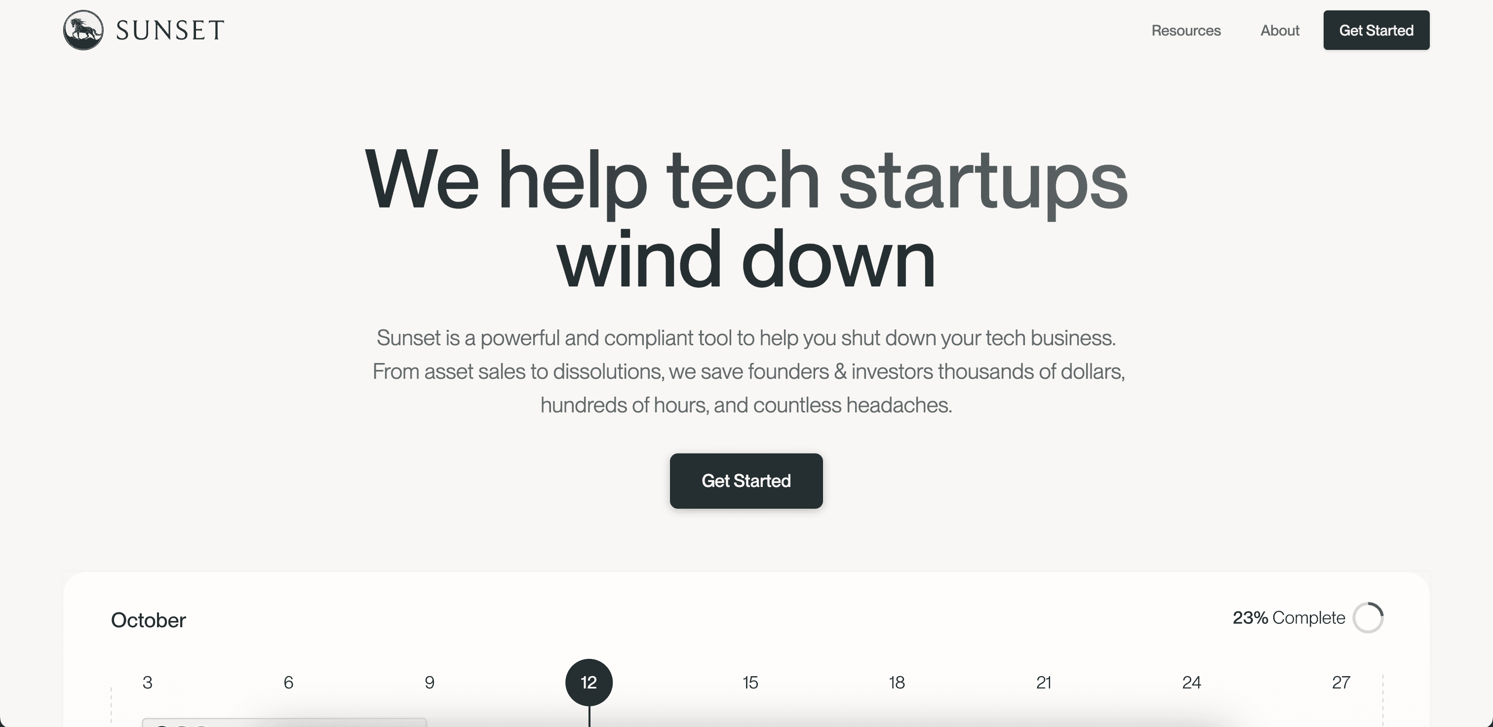 Sunset website screenshot