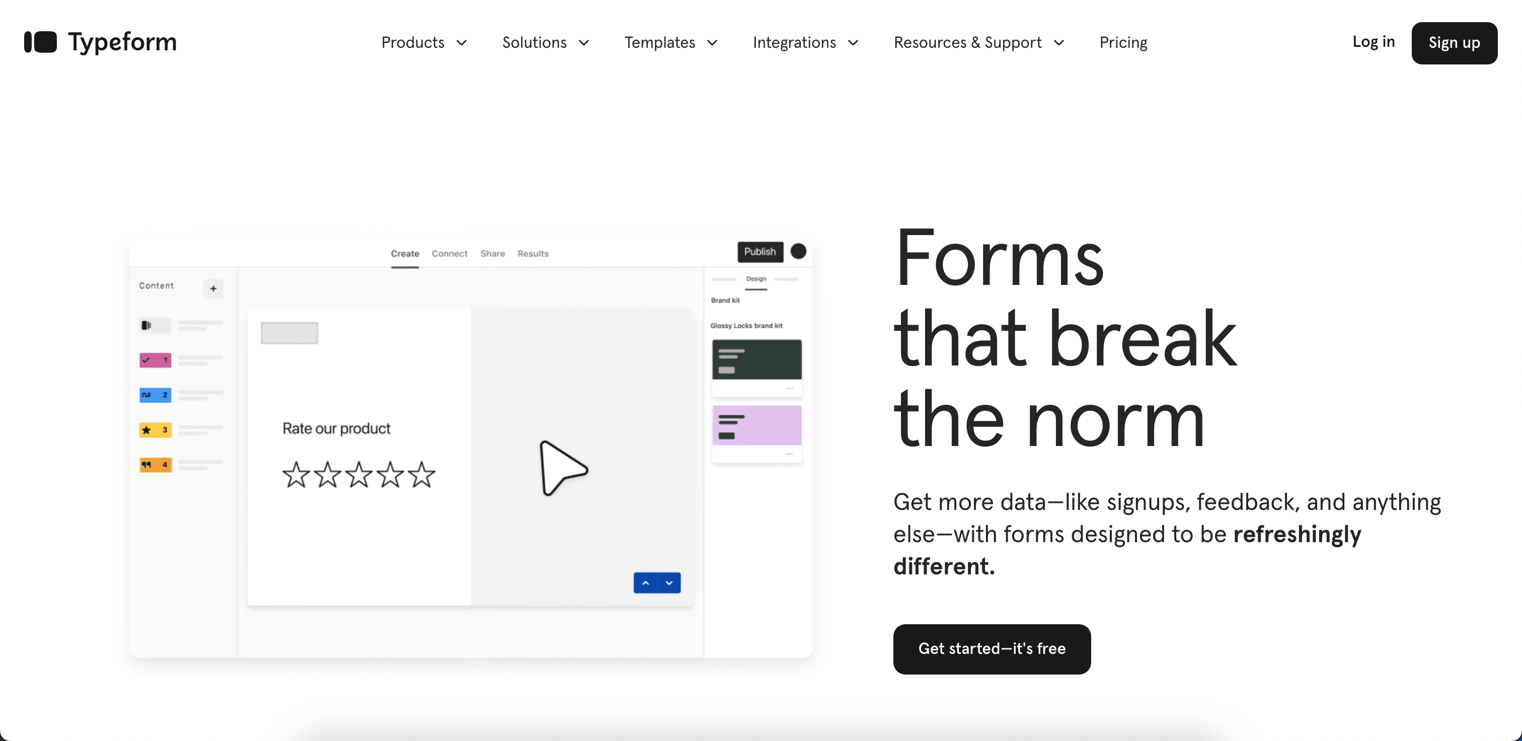 Typeform website screenshot